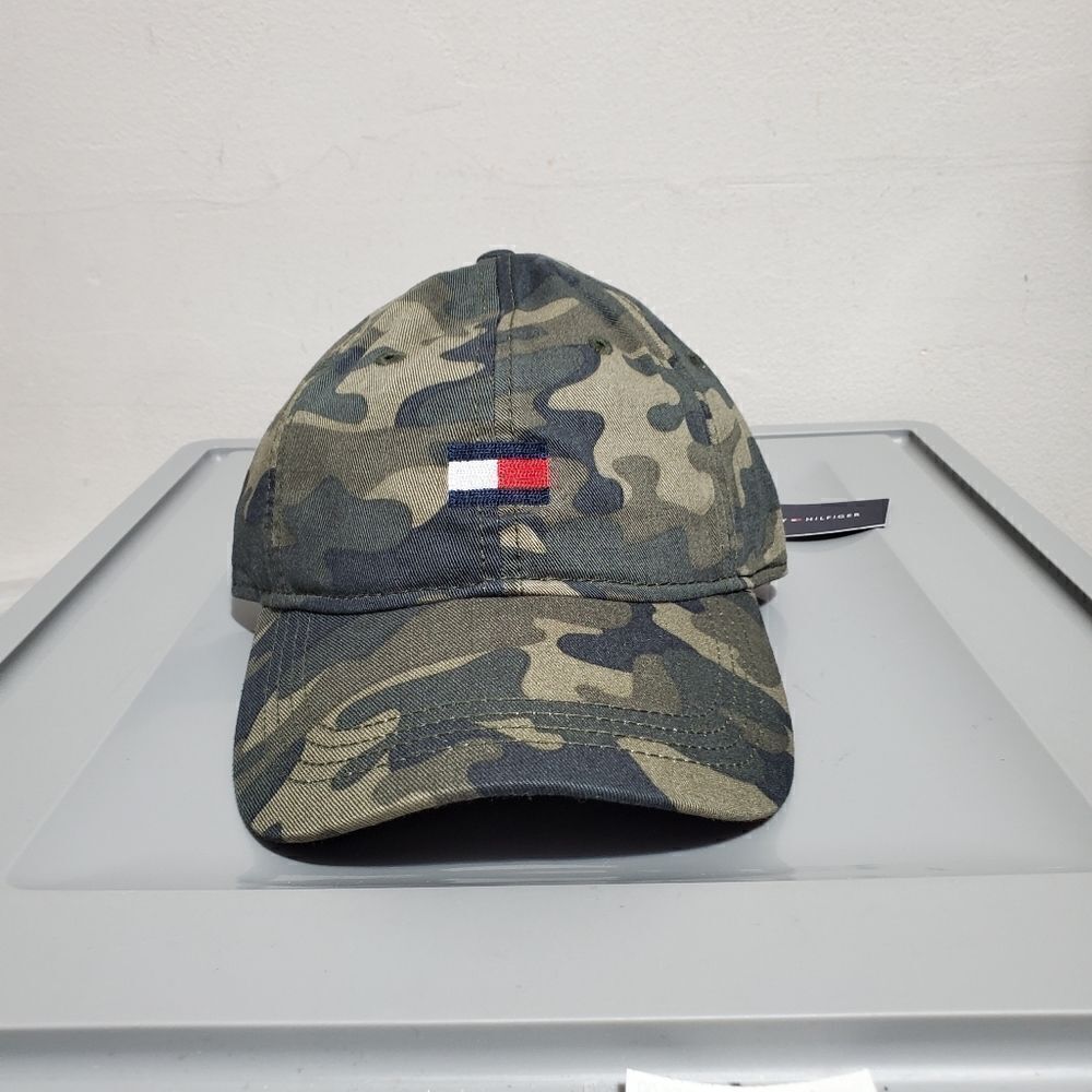 Tommy Hilfiger TH Logo Camo Baseball Trucker Hat Cap Cotton OSFA Strapback NEW